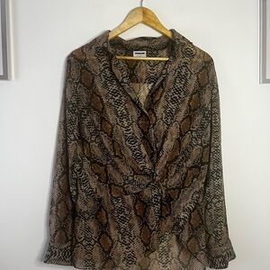 Noisy May Brown Snake-Print Blouse